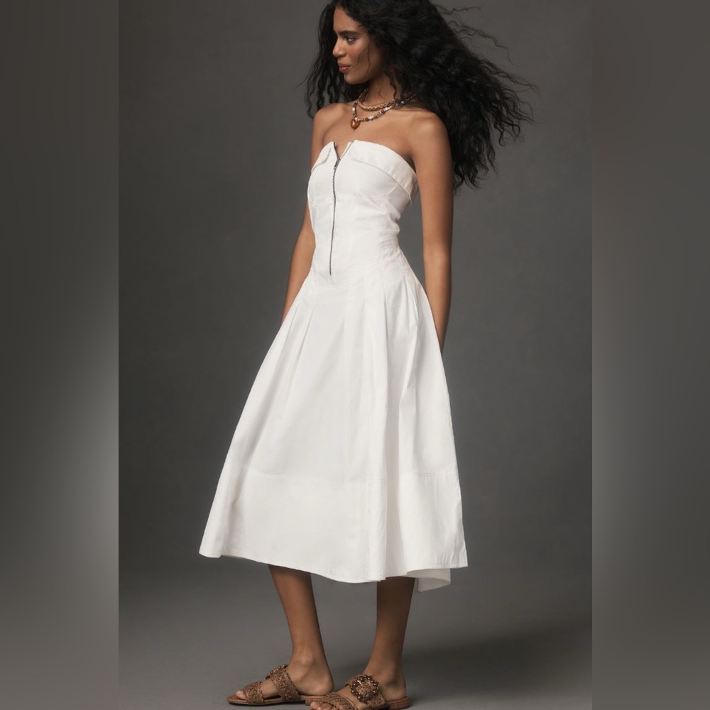 Pilcro Strapless Zip Twofer Midi Dress